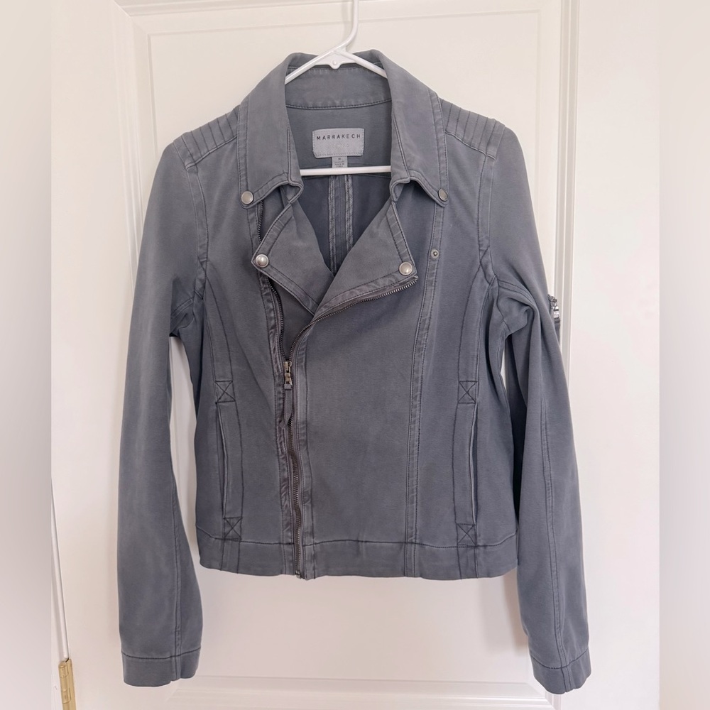 Marrakech Gray Moto Jacket Asymmetrical Design